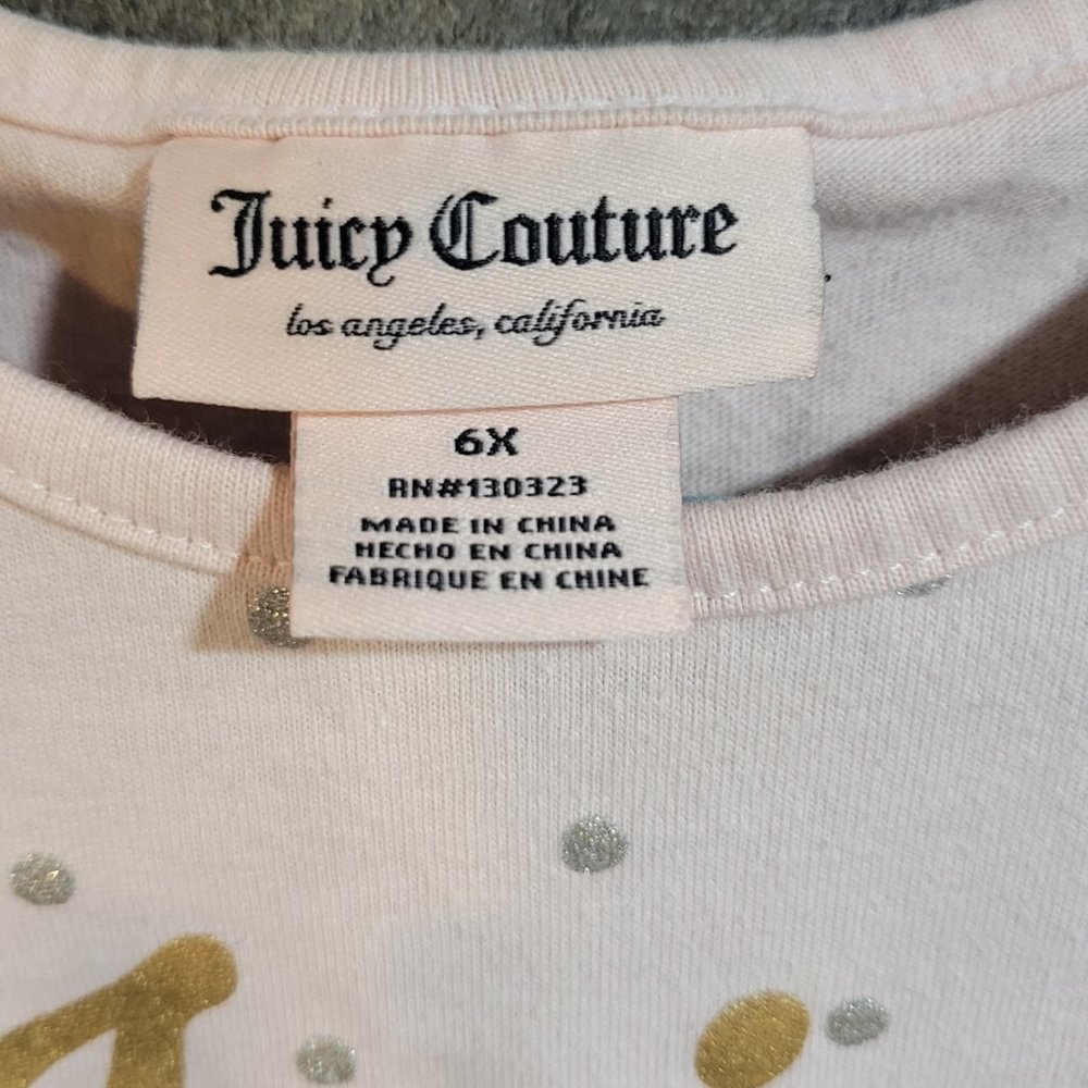 Juicy Couture Girls Pink with Silver Dots Long Sleeve T-Shirt - 6X - Picture 3 of 5